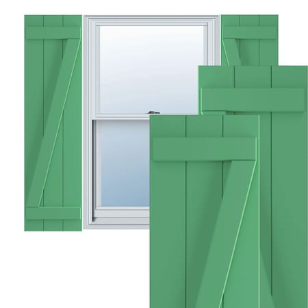 True Fit PVC, Three Board Joined Board-n-Batten Shutters W/Z-Bar, Lilly Pads , 16 1/8W X 62H